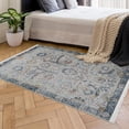 thumbnail image 6 of Ottomanson Machine Washable Cotton 4x6 Flatweave Area Rug for Living Room, 4' x 6', Gray/Blue Floral, 6 of 9