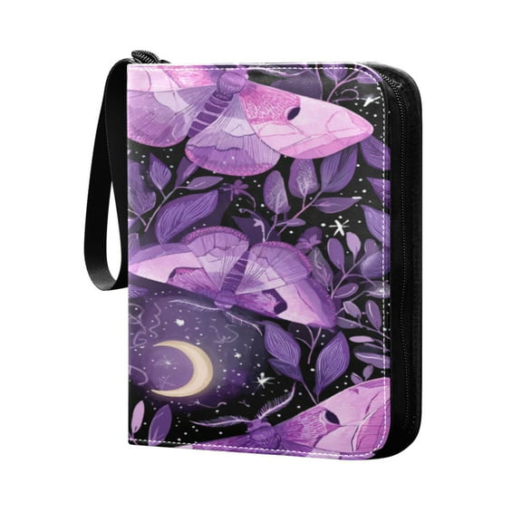 4 Pocket Card Binder with 50-page sleeve can hold 400 game cards Pastel Purple and Lilac Moths