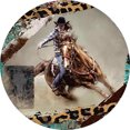 thumbnail image 1 of Pintura Hierro Redonda para Niña Galopando A Caballo Placa Metal Vintage 30x30cm, 1 of 8