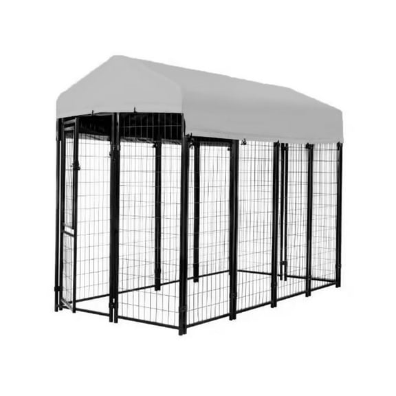 Garden Winds Custom Fit Replacement Canopy Top Cover Compatible with The KennelMaster DK648WC 4’ x 8’ x 6’ Welded Dog Kennel Playpen - Upgraded Performance RipLock 350 Fabric - Slate Gray