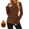 thumbnail image 6 of TARIENDY Long Sleeve Tshirt Womens Thermal Undershirts Solid Color Crewneck Base Layer Shirts Soft Warm Fall Winter Tops Brown S, 6 of 10