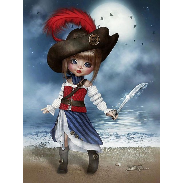 30x40cm Adultos Niños 5d Diy Diamant Art Kit De Peinture - Poupe Pirate, Plein Diamant Broderie Artisanat, Cristal Toile Strass Kit De Peinture P