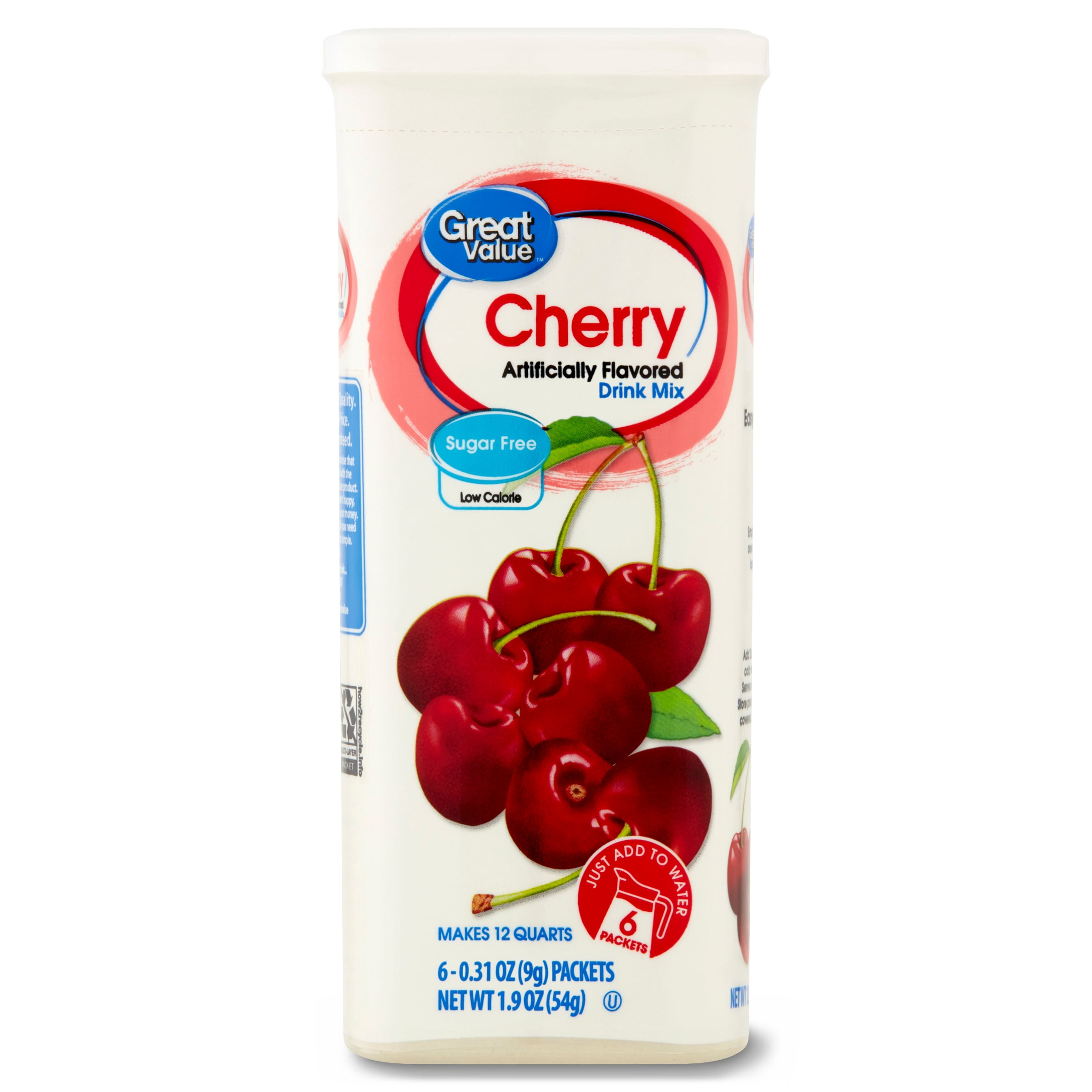 Great Value Sugar-Free Cherry Drink Mix, 1.9 Oz., 6 Count