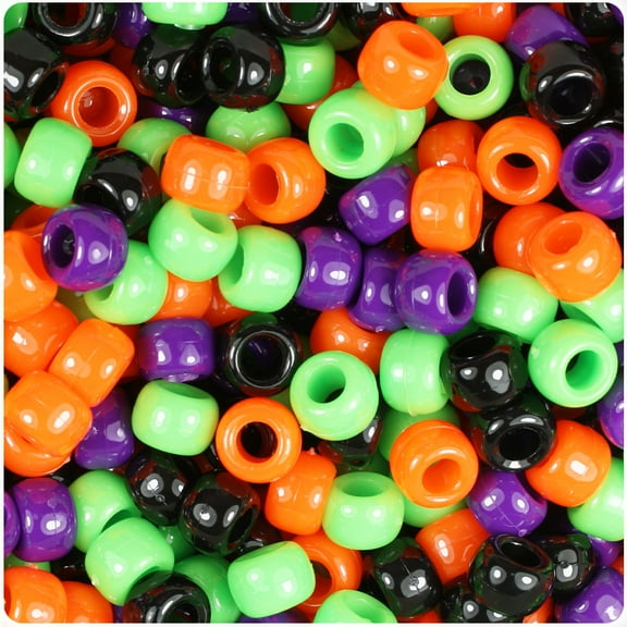BeadTin Halloween Mix Opaque 9mm Barrel Pony Beads (500pcs)