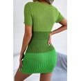 thumbnail image 2 of KRE Prime Women Color Block Cutout Short Sleeve Sweater Dress, 2 of 9