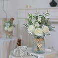 thumbnail image 6 of TETOU 14.5*11" Fake Flowers with Vase, Artificial Silk Roses in Vase, Fake Plant Eucalyptus Flower for Home Office Farmhouse Bathroom Dining Table Centerpiece Coffee Table Decor - White, 6 of 10