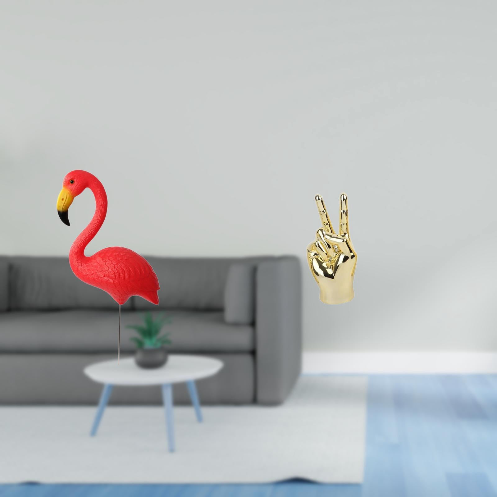 simhoa Flamingo Fairy Garden Sculpture Ornament with Hand Gesture Figurine for Creative Home Living Room Cabinet Shelf Decoration and Holiday Spring Yard Art