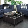 thumbnail image 2 of Noble House Arden Brown Bonded Leather 4-Tray Storage Ottoman, 2 of 5