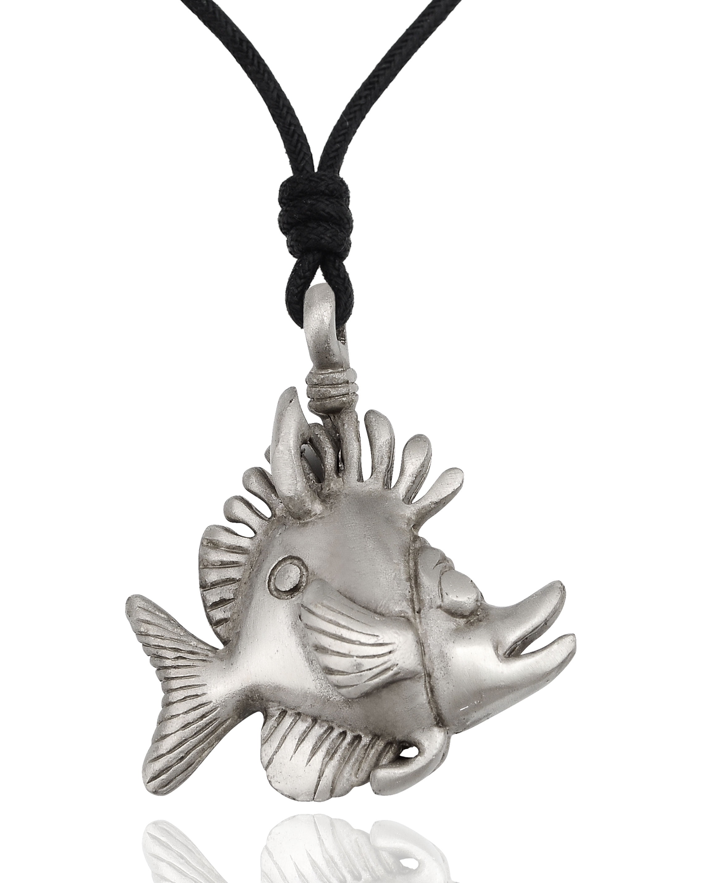 Vietsway Aquarium Fish Silver Pewter Charm Necklace Pendant Jewelry