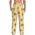 thumbnail image 3 of Picia Watercolor With Sunflowers Mens Soft Woven Cotton Elastic Waistband Sleep Pajama Pant Lounge Sleep Pant With Pockets And Drawstring-XX-Large, 3 of 9