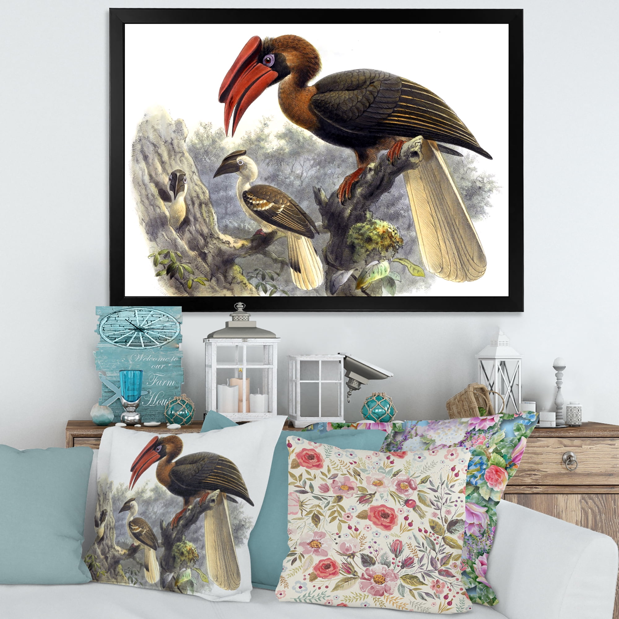 Designart 'Ancient Australian Birds XI' Traditional Framed Art Print