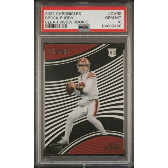 Graded 2022 Panini Chronicles Brock Purdy #CVR8 Clear Vision Rookies RC Football Card PSA 10 Gem Mint