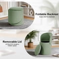 thumbnail image 4 of GEEYOO Modern Round Vanity Storage Stool,Sherpa Upholstered Ottoman with Foldable Backrest and Removable Lid,Comfy Makeup Stool for Bedroom Living Room,Green, 4 of 6