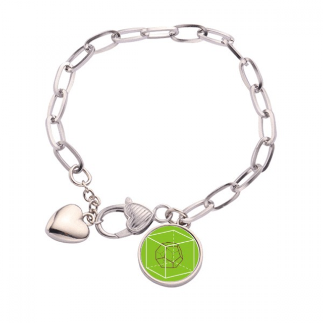Combinatorial Cube Mathematical Geometric Space Heart Chain Bracelet Jewelry Charm Fashion