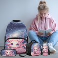 thumbnail image 2 of Yspwyqan Bookworm Axolotl Kids Backpack Set 4Pcs with Lunch Box Pencil Case Water Bottle, 17 Inch Lightweight Bookbag Fits 13 Inch Laptop for Elementary Middle School Travel, 2 of 7