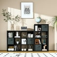 thumbnail image 7 of YEXJ Bookshelf with Storage Bins, 8-Cube Storage Organizer, Modern Wood Open Bookcase, Multifunctional Display Shelf for Living Room, Bedroom, Home Office, Matte Black, 7 of 7