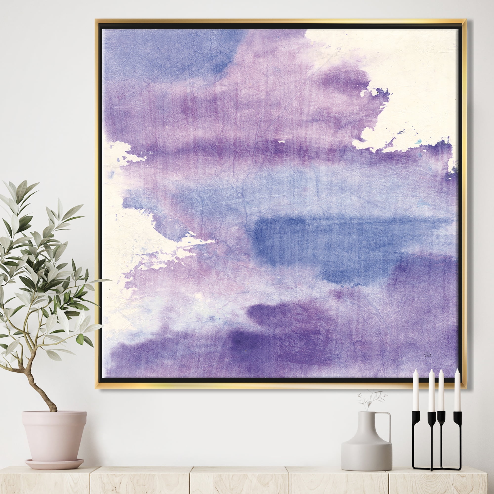 Designart ' Watercolor Purple Haze I ' Modern & Contemporary Framed Canvas