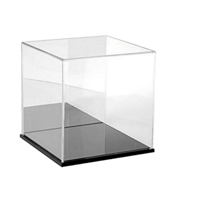 Wosthever Vitrina de mostrador, protección acrílica a prueba de polvo, soporte organizador cuadrado transparente, figuras de acción de autoensamblaje, Almacenamiento y organización del hogar negro