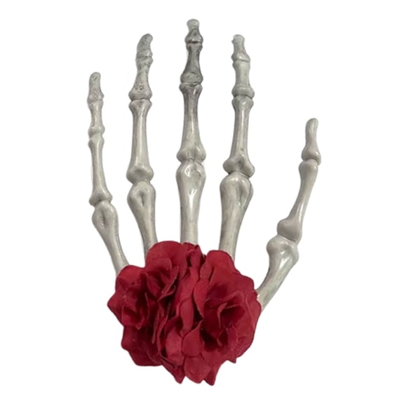 Skull Hand Bone Hairpinï¼Halloween Bone Hair Clips Skeleton Hand Hairpin Red Roses Flowers Hair Accessories For Women Girls Bone Hair Barrettes For Day Of The Dead Party Hair Clips