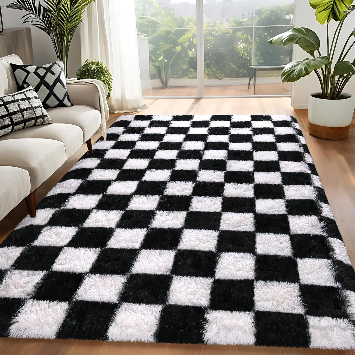 Sanmadrola Super Soft Shaggy Rugs Carpets 2.6x5.2 Feet Plush Area Rugs for Living Room Bedroom, Fluffy ​Rug for Nursery Playroom Dorm Room, Shag Plush Rug for Teen Room Decor