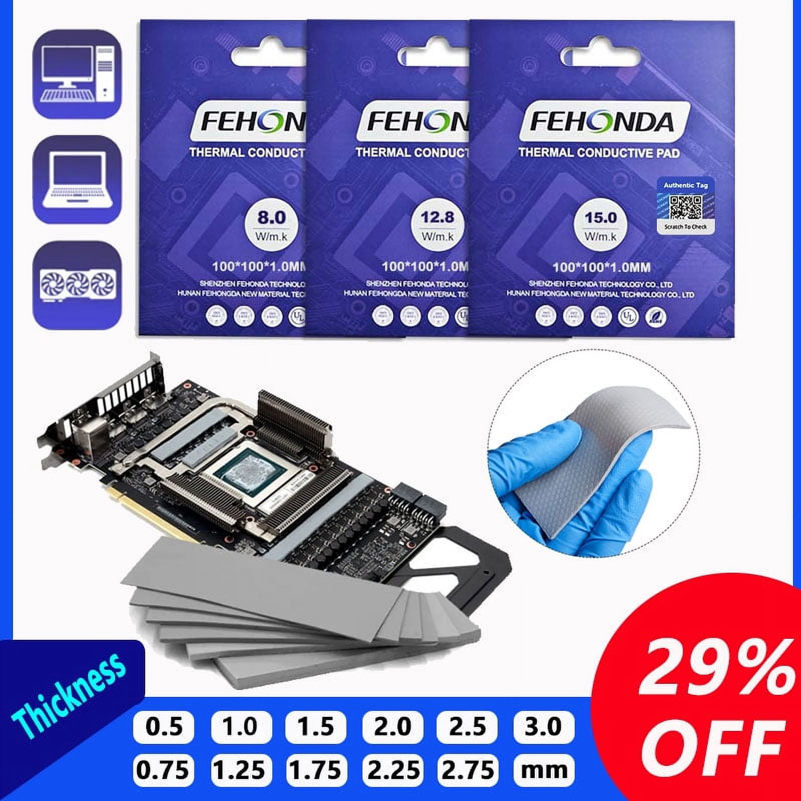 Tampon Silicone Thermique 210x155x1,5 Mm - Interface Thermiquement Conductrice - Neuf