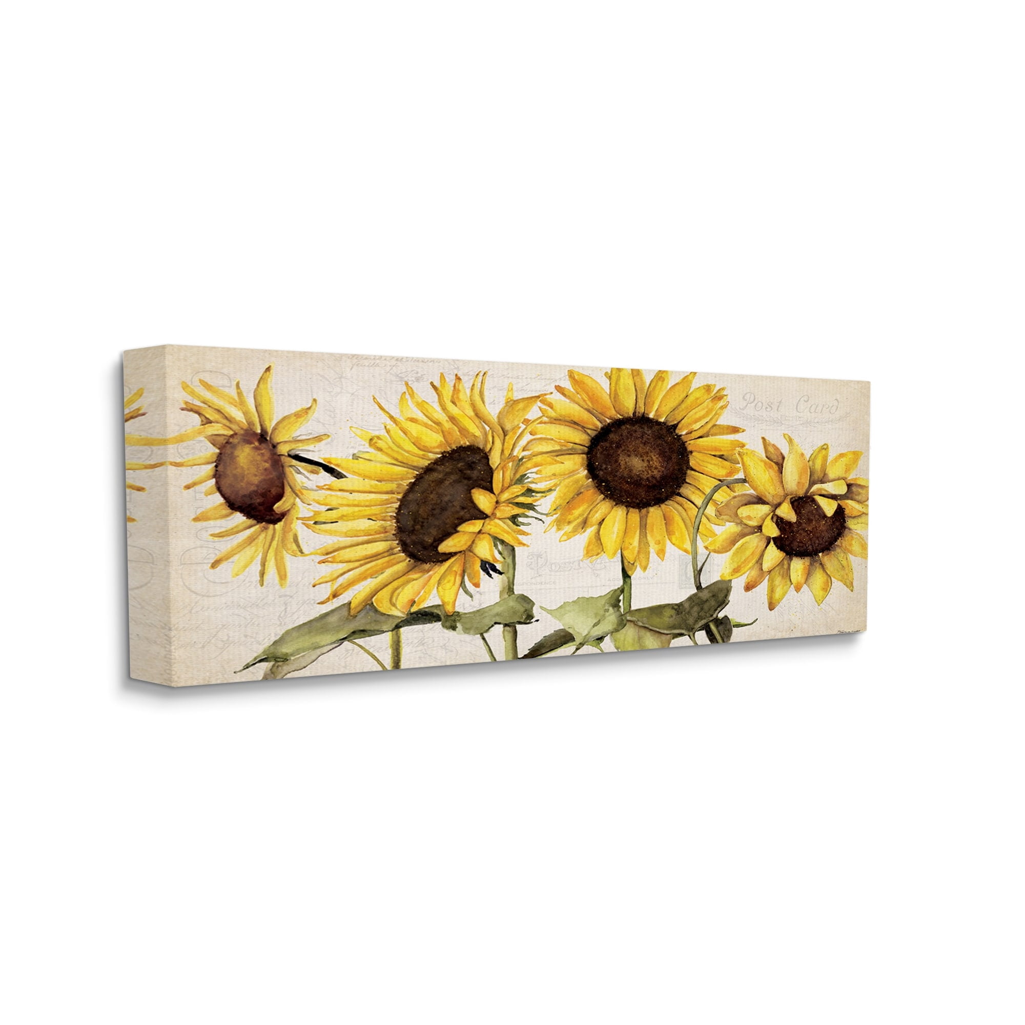 Stupell Industries Summer Sunflower Florals Vintage Postcard Text Pattern, 24 x 10, Design by Stephanie Workman Marrott