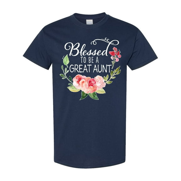 Inktastic Blessed to Be a Great Aunt with Pink Flowers T-Shirt