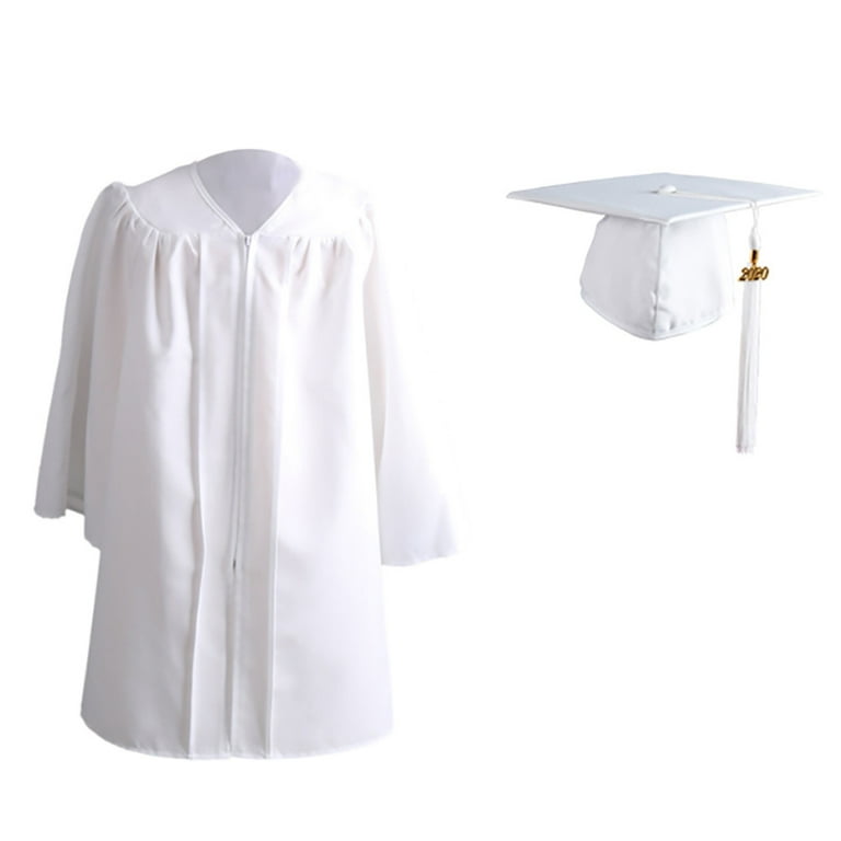 White kindergarten cap and cheap gown