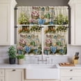 thumbnail image 4 of 3 Piece Kitchen Curtains and Valances Set Spring Daisy Cafe Curtains 36 Inch Length Flowers Farmhouse Leaves Floral Pots Country Retro Valance & Tier Curtain for Living Room Bedroom 54"x18"+27"x36"*2, 4 of 6