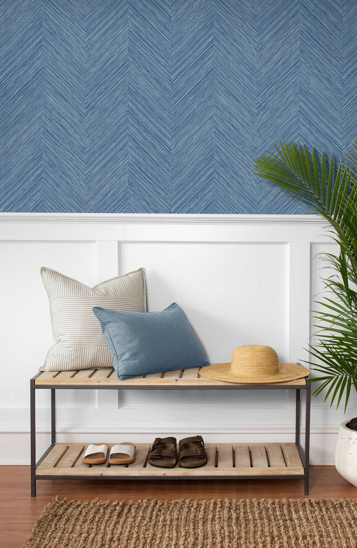 NextWall Lakeside Chevron Stripe Peel and Stick Wallpaper
