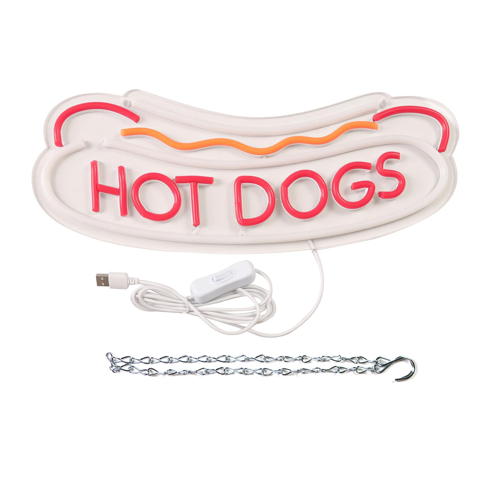 JFLLamp LED Neon Sign Hot Dog Shape Warm Light USB Powered Acrylic Wall Decor Lamp for Restaurant Party Bedroom Decoration