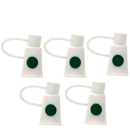 

OUNONA 1 Set 5 Pcs Dust-proof Straw Covers Reusable Leakproof Straw Caps Plugs (Green White)