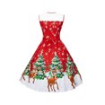 thumbnail image 2 of Lucakuins Vestido de mujer, vestido midi de encaje sin mangas con cuello redondo y estampado de estilo navideño para fiesta navideña Lucakuins  moda, 2 of 9