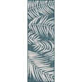 thumbnail image 1 of Unique Loom Outdoor Botanical Bohemian Leaves Rug 2' x 6' Runner Teal/Ivory, 1 of 1