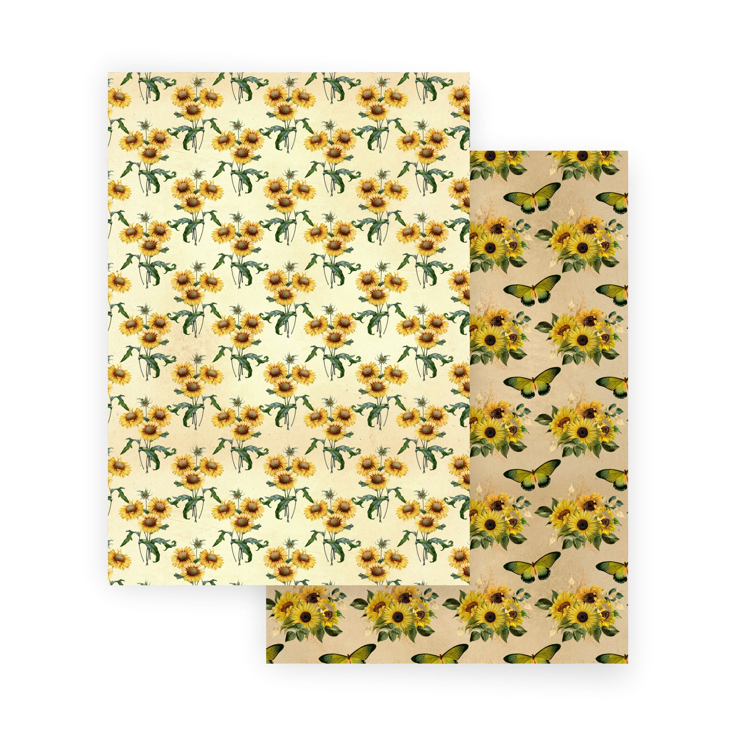 Scrapbooking Paper VINTAGE SUNFLOWERS 10 Double Sided Sheets 8.25 x 11.75, Craft Paper, Decoupage Paper, Decorative Paper, Vintage Paper