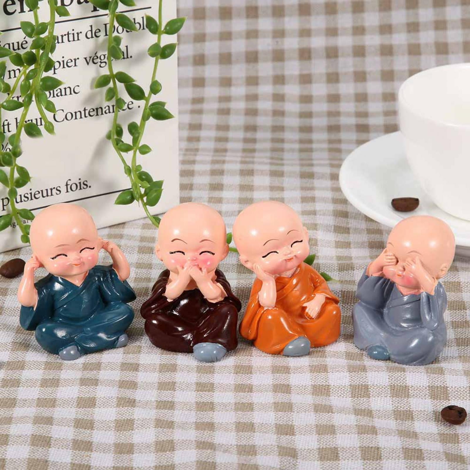 Little Monk Statue Resin Sculpture Cute Little Monk Figurine For