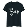 thumbnail image 4 of MIXUE Womens Tops Summer Bride Letter Print Round Neck Short Sleeve Slim Fit Fashion Casual Tunic Shirts For Women T Shirts Sportswear,Black,XL, 4 of 4