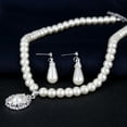 thumbnail image 5 of UDIYO Royal Style Princess Imitation Pearl Teardrop Pendant Elegant Necklace Earrings, 5 of 7