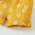 thumbnail image 7 of 9 Months Baby Girls Clothes 12 Months Girls 2PCS Summer Outfits Set Flower Print Off-the-shoulder Infant Girls Flying Sleeve Top Shorts Set Yellow, 7 of 7