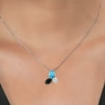 thumbnail image 3 of 925 Silver and 10K Yellow Gold Swiss Blue Topaz and Black Sapphire and Moissanite 3 Stone Pendant Necklace for Women | 2.92 Cttw | Pear Shape 8X6MM | Oval 7X5MM | Round 5MM | with 18 inch Chain, 3 of 3