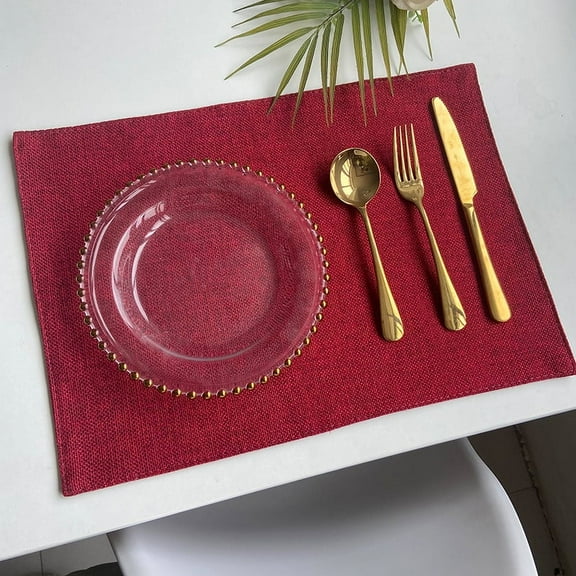 Nvzi Cotton Heat Resistant Placemats, Dining Room Table Mats, Protect Surfaces,Non-Slip Washable Table Mats,Kitchen Decor Accessories(Set of 4, Size 17.71*11.8in,Red)