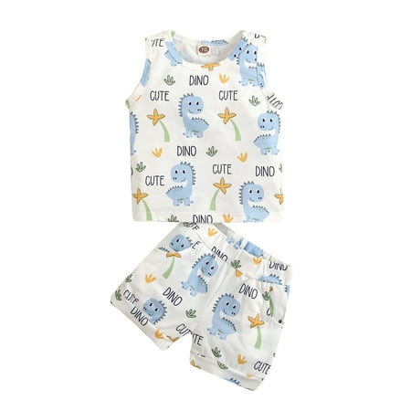

KmaiSchai Baby Onesies 6-9 Months Boy Baby Boys Summer Sleeveless Dinosaur Vest T Shirts Tops Shorts Outfits Clothes Set 4T Boys Sweater Set Set Boy New Baby Must Haves A Tracksuit For Women Summer