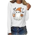 thumbnail image 4 of Cmfcve Women's Halloween Town Sweatshirt Vintage Stretch Sports Blouse Long Sleeve Solid Color Activewear Shirt, 4 of 7