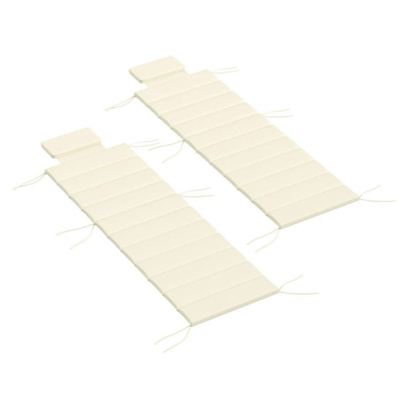 SAZYY 2-Pack Foldable Chaise Lounge Cushions 80"x26", UPF50  230gsm Olefin Water Resistant, Outdoor Patio Lounge Chair Pad for Pool Sunbathing, Cream White