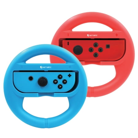 Ematic Nintendo Switch Steering Wheel 2-Pack - Red, (Best Ps3 Steering Wheel For Gt6)