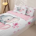 thumbnail image 3 of Homewish Ribbon Bow Zipper Twin Comforter Sets with Fitted Sheet and 2 Pillowcases For Girls,Cartoon Animal Elephant Zipper Bedding Set For Kids,Pink Reversible,4 Pieces, 3 of 7