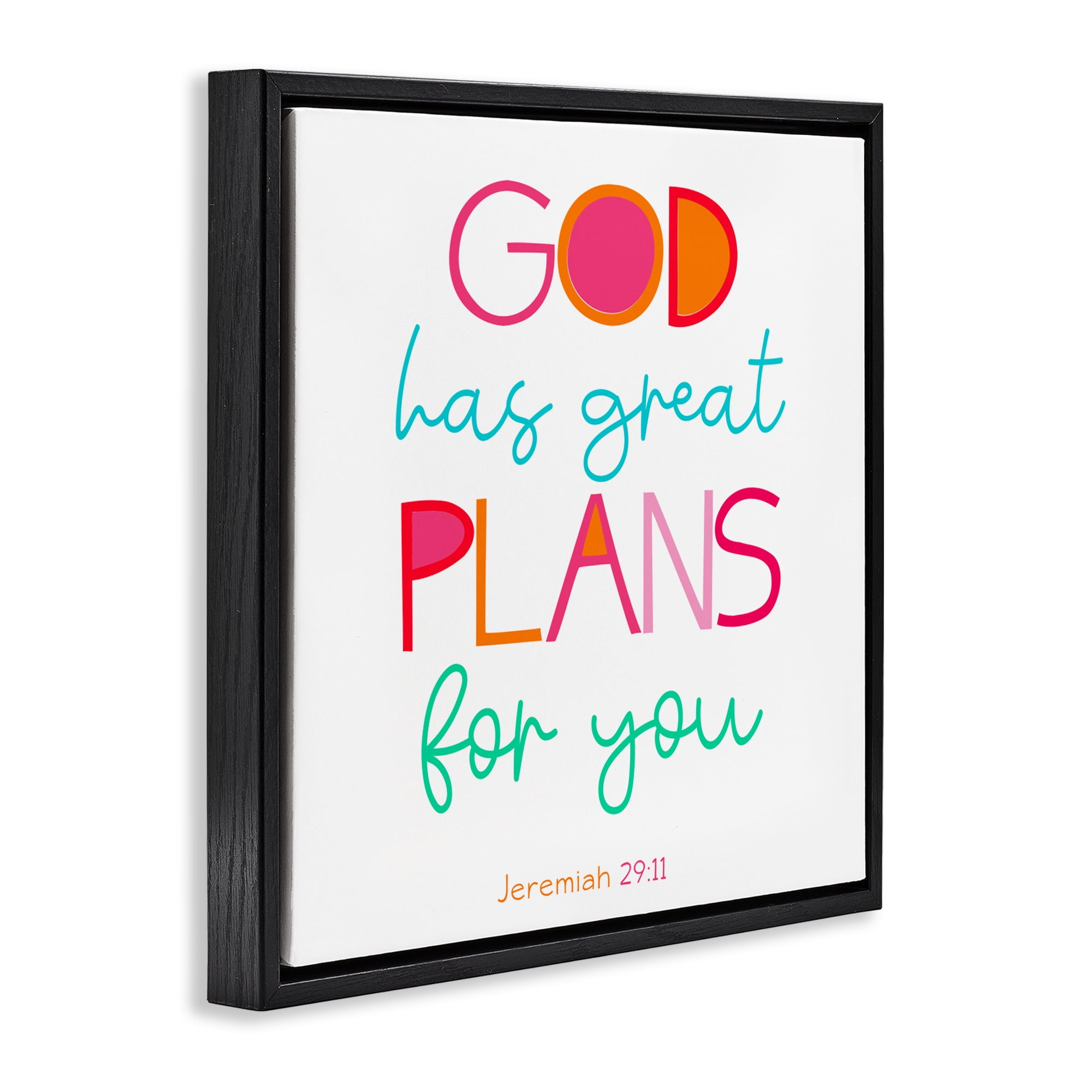 Stupell Industries Whimsical God's Plans For You Black Framed Floater Canvas Wall Art, design by SD Graphics Studio