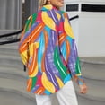 thumbnail image 5 of Women's Tie Dye T Shirt Long Sleeve Lapel Button Down Cardigan Blouse Yellow S, 5 of 9