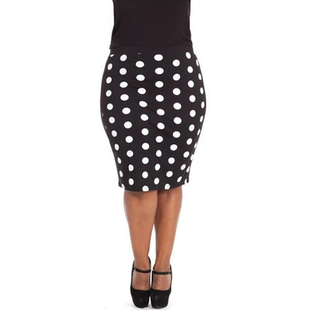 Plus Moda Women's Plus-Size Geo Pop Polka Dot Pencil Skirt
