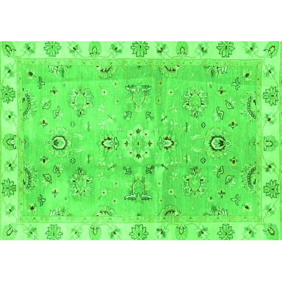 Ahgly Company Indoor Rectangle Oriental Green Traditional Area Rugs, 7' x 10'